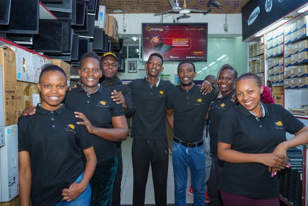 The Brimat Computers team at the shop in Old Nation House, Nairobi